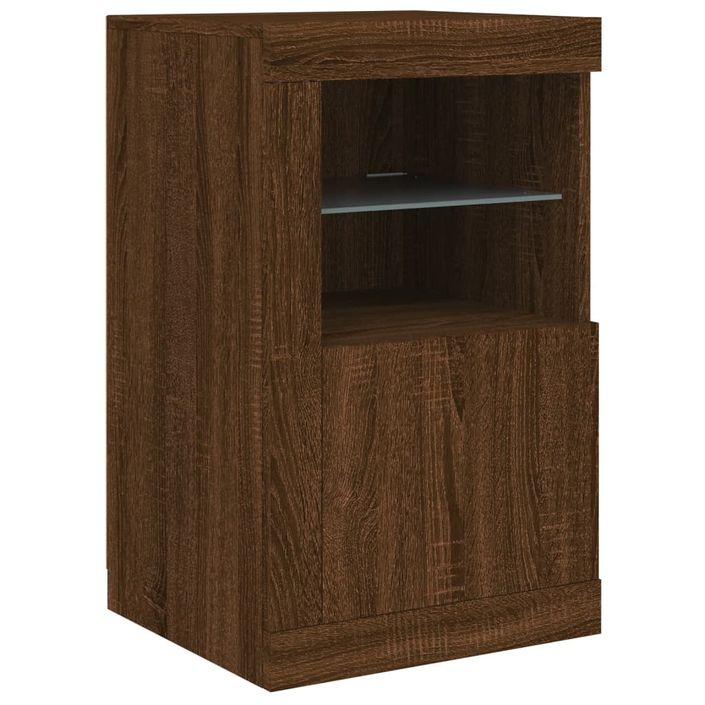 Buffet avec lumières LED chêne marron 142,5x37x67 cm - Photo n°9