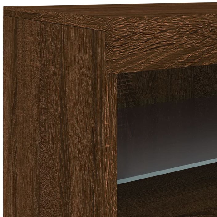 Buffet avec lumières LED chêne marron 142,5x37x67 cm - Photo n°12