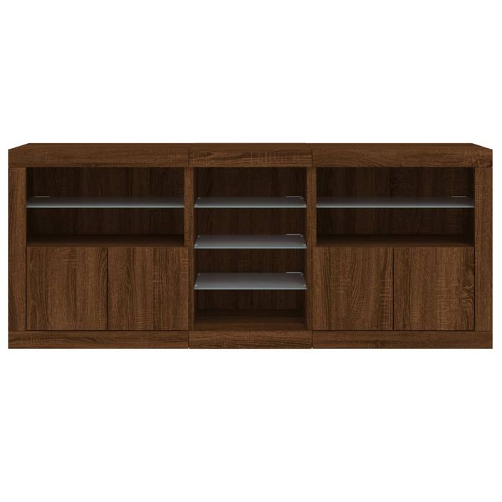 Buffet avec lumières LED chêne marron 162x37x67 cm - Photo n°7