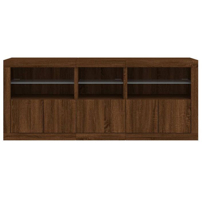 Buffet avec lumières LED chêne marron 162x37x67 cm - Photo n°6