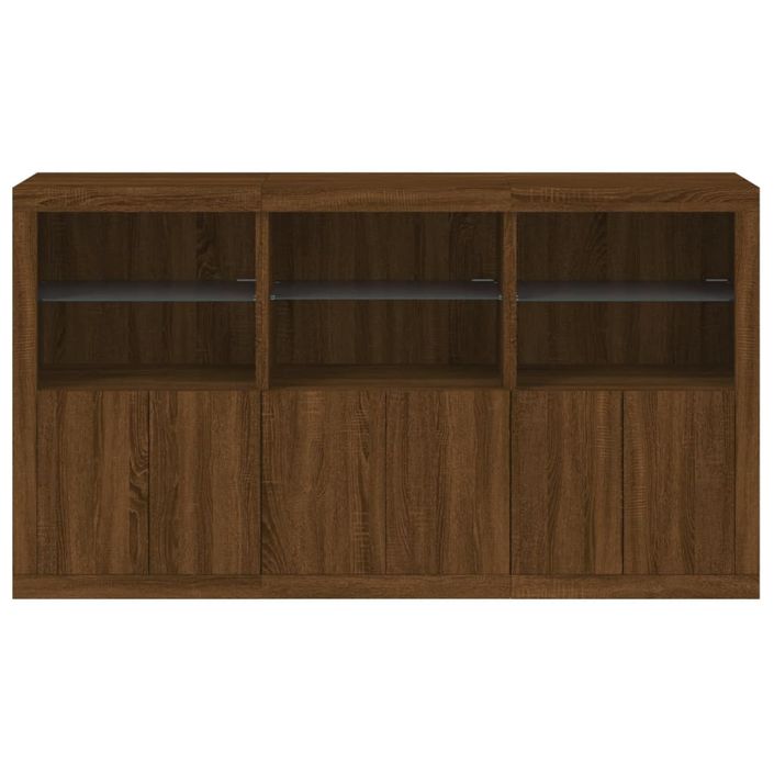 Buffet avec lumières LED chêne marron 181,5x37x100 cm - Photo n°6