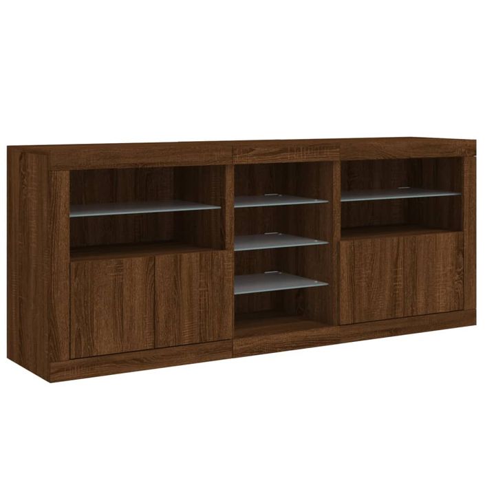 Buffet avec lumières LED chêne marron 181,5x37x67 cm - Photo n°5