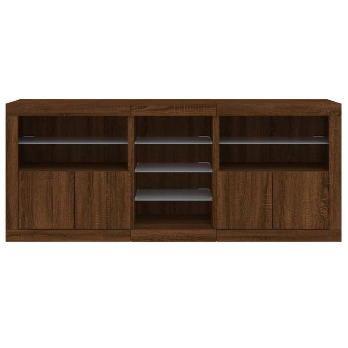 Buffet avec lumières LED chêne marron 181,5x37x67 cm - Photo n°6