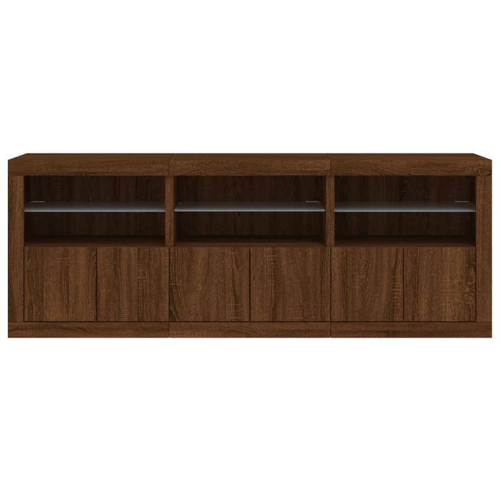 Buffet avec lumières LED chêne marron 181,5x37x67 cm - Photo n°6