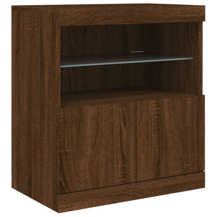 Buffet avec lumières LED chêne marron 181,5x37x67 cm - Photo n°11