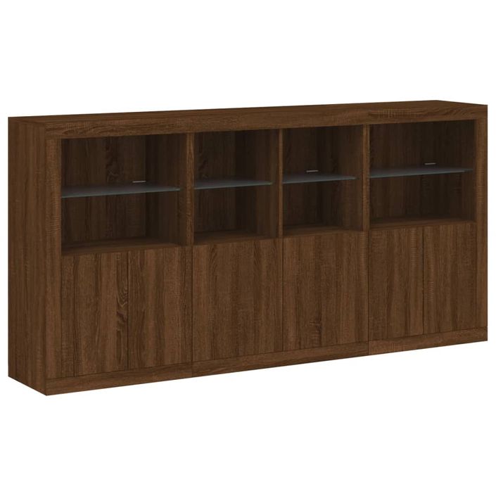 Buffet avec lumières LED chêne marron 202x37x100 cm - Photo n°3