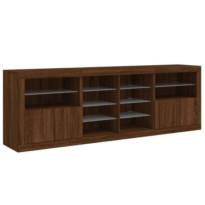 Buffet avec lumières LED chêne marron 202x37x67 cm - Photo n°5