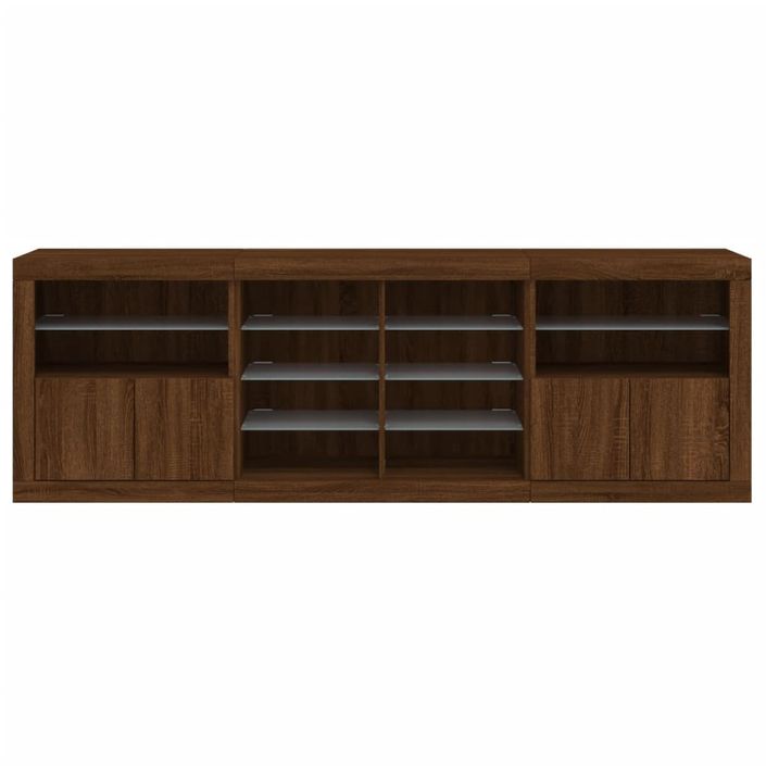 Buffet avec lumières LED chêne marron 202x37x67 cm - Photo n°6