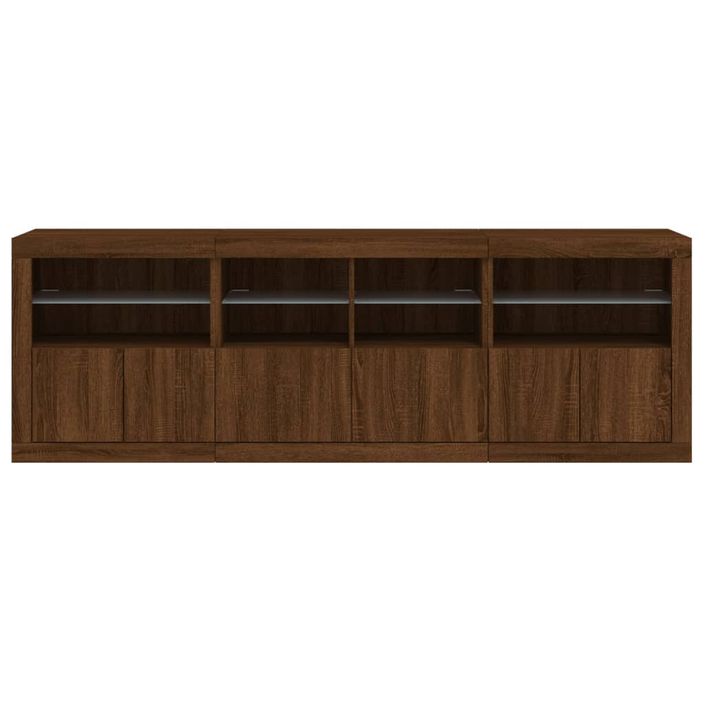 Buffet avec lumières LED chêne marron 202x37x67 cm - Photo n°7