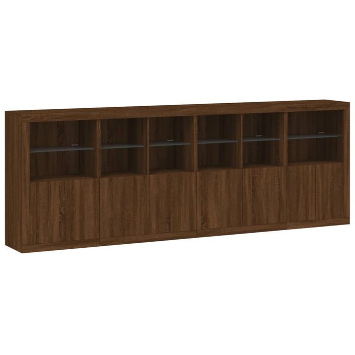 Buffet avec lumières LED chêne marron 283x37x100 cm - Photo n°3