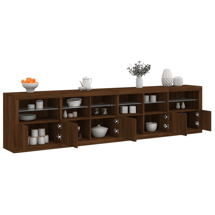 Buffet avec lumières LED chêne marron 283x37x67 cm - Photo n°1