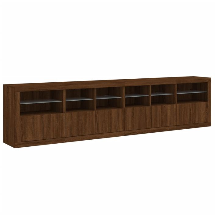 Buffet avec lumières LED chêne marron 283x37x67 cm - Photo n°6