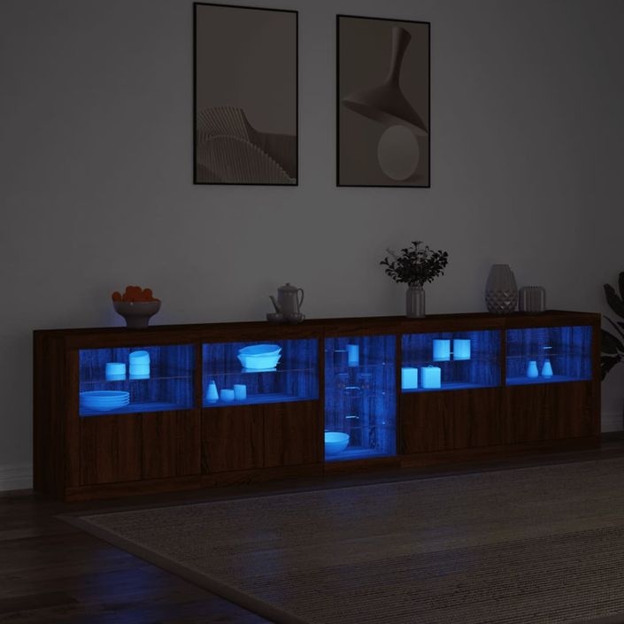 Buffet avec lumières LED chêne marron 283x37x67 cm - Photo n°3