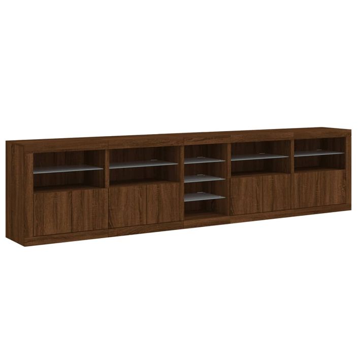 Buffet avec lumières LED chêne marron 283x37x67 cm - Photo n°6