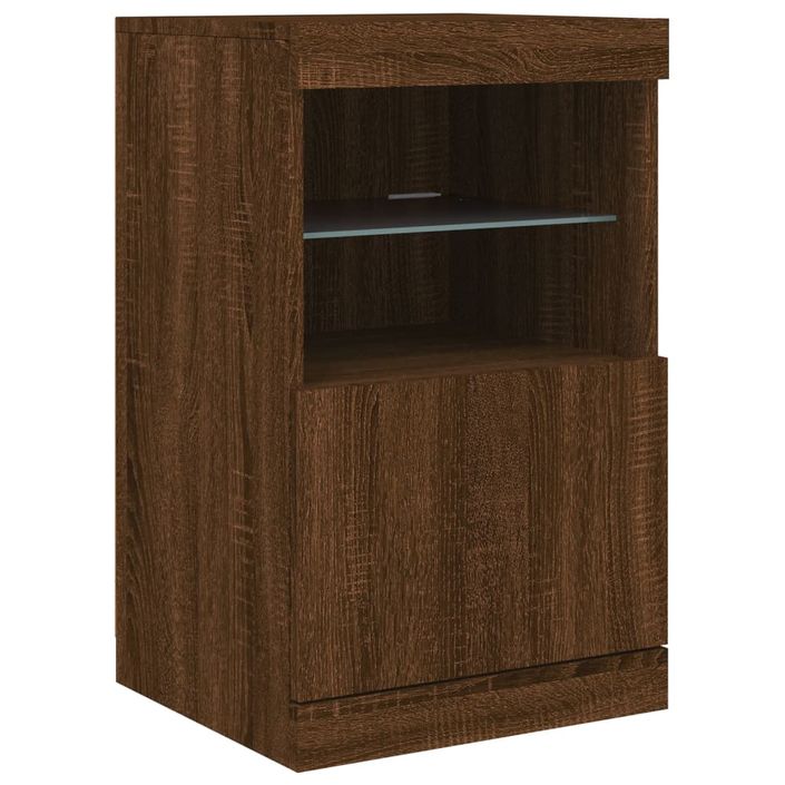 Buffet avec lumières LED chêne marron 41x37x67 cm - Photo n°3