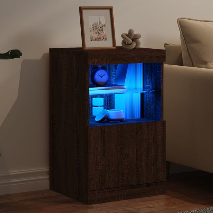 Buffet avec lumières LED chêne marron 41x37x67 cm - Photo n°4