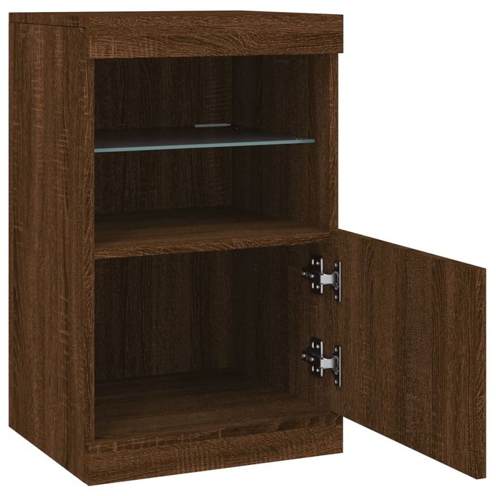 Buffet avec lumières LED chêne marron 41x37x67 cm - Photo n°7