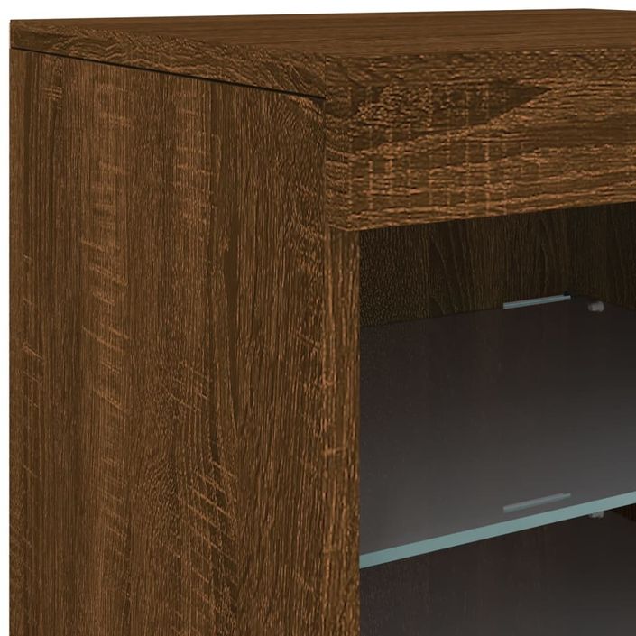 Buffet avec lumières LED chêne marron 41x37x67 cm - Photo n°9