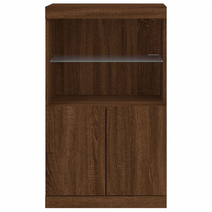 Buffet avec lumières LED chêne marron 60,5x37x100 cm - Photo n°6