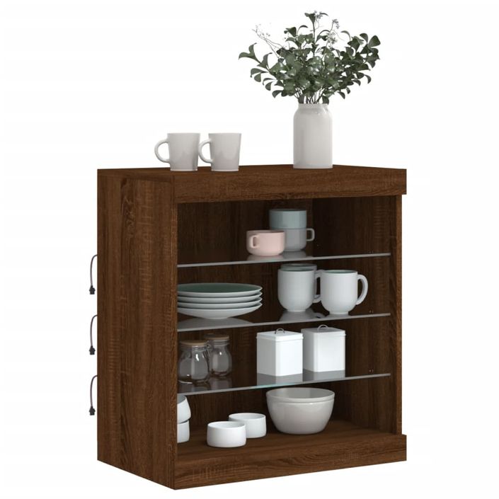 Buffet avec lumières LED chêne marron 60,5x37x67 cm - Photo n°4