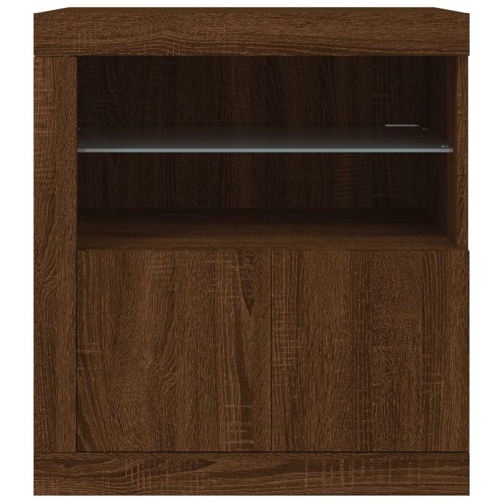 Buffet avec lumières LED chêne marron 60,5x37x67 cm - Photo n°6