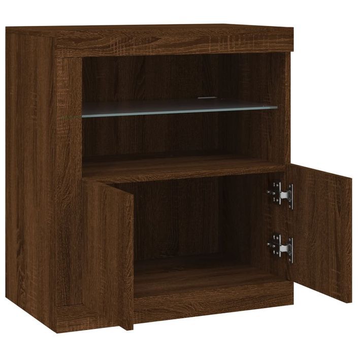 Buffet avec lumières LED chêne marron 60,5x37x67 cm - Photo n°7