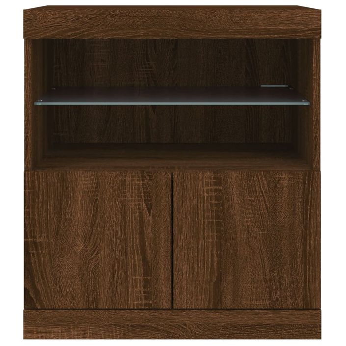 Buffet avec lumières LED chêne marron 60x37x67 cm - Photo n°6