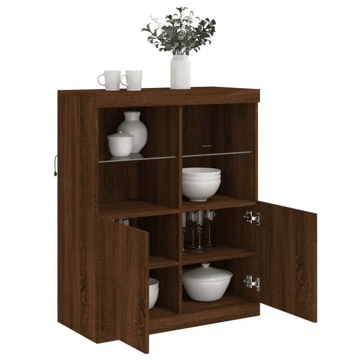 Buffet avec lumières LED chêne marron 81x37x100 cm - Photo n°5