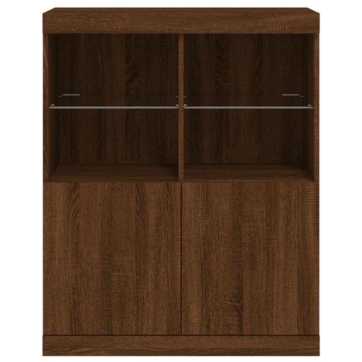 Buffet avec lumières LED chêne marron 81x37x100 cm - Photo n°6