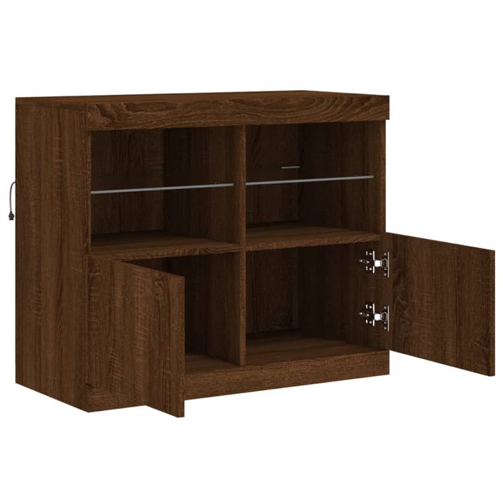 Buffet avec lumières LED chêne marron 81x37x67 cm - Photo n°7