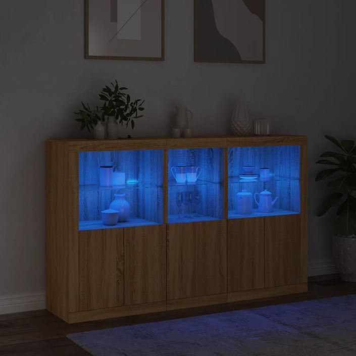 Buffet avec lumières LED chêne sonoma 162x37x100 cm - Photo n°5