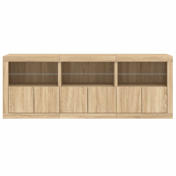 Buffet avec lumières LED chêne sonoma 181,5x37x67 cm - Photo n°6