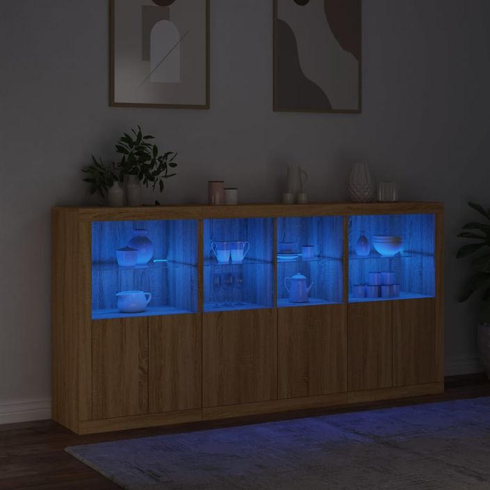 Buffet avec lumières LED chêne sonoma 202x37x100 cm - Photo n°5