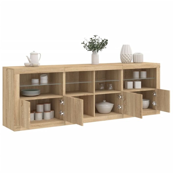 Buffet avec lumières LED chêne sonoma 202x37x67 cm - Photo n°1