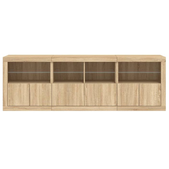 Buffet avec lumières LED chêne sonoma 202x37x67 cm - Photo n°7