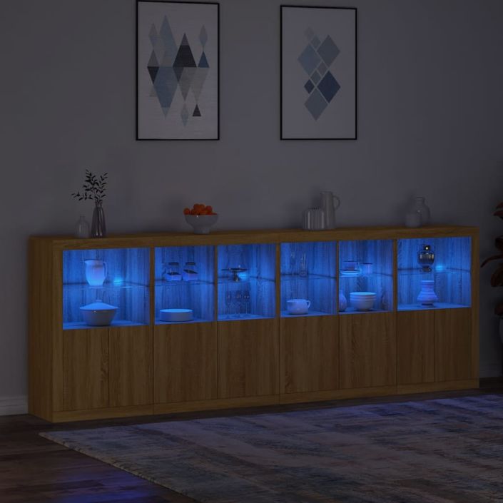 Buffet avec lumières LED chêne sonoma 283x37x100 cm - Photo n°5