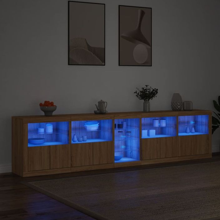 Buffet avec lumières LED chêne sonoma 283x37x67 cm - Photo n°3