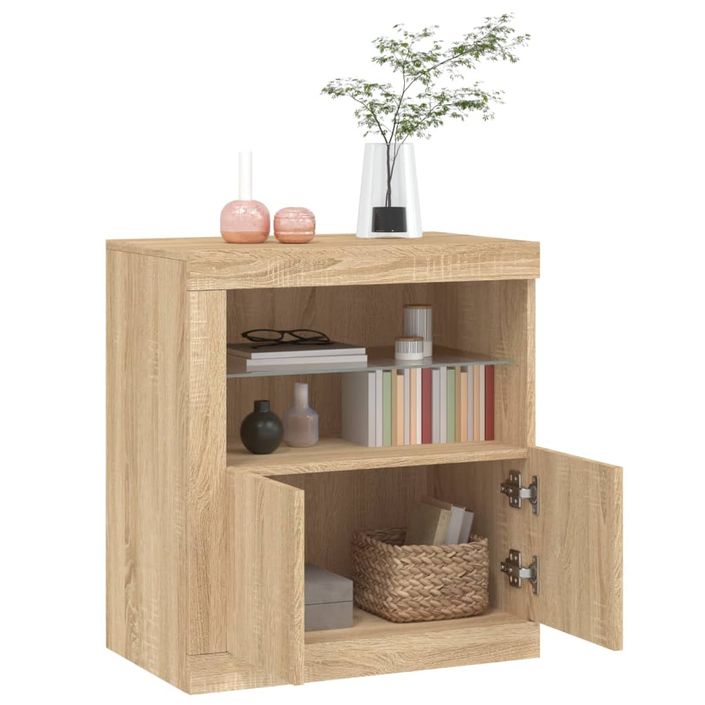 Buffet avec lumières LED chêne sonoma 60,5x37x67 cm - Photo n°5