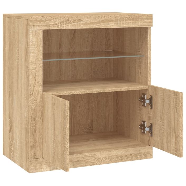 Buffet avec lumières LED chêne sonoma 60,5x37x67 cm - Photo n°7