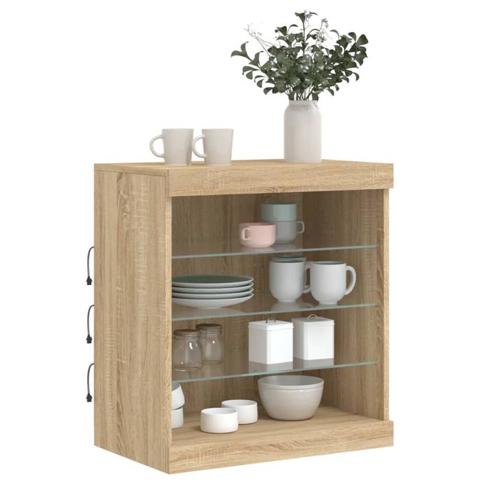 Buffet avec lumières LED chêne sonoma 60,5x37x67 cm - Photo n°4