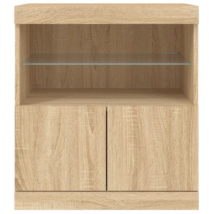 Buffet avec lumières LED chêne sonoma 60x37x67 cm - Photo n°6