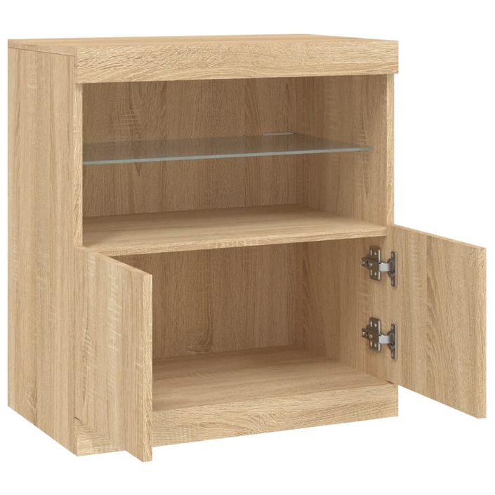 Buffet avec lumières LED chêne sonoma 60x37x67 cm - Photo n°7