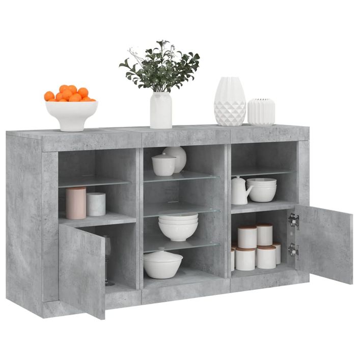 Buffet avec lumières LED gris béton 123x37x67 cm - Photo n°1