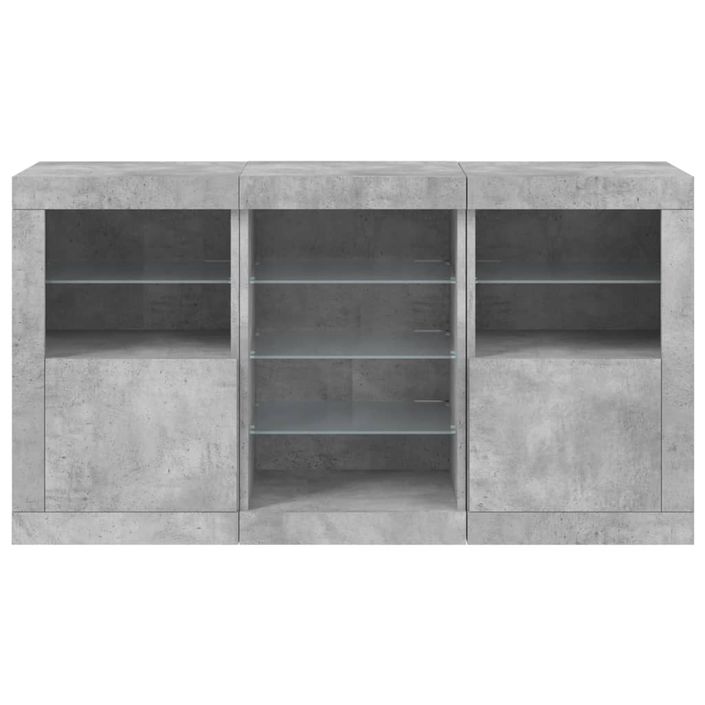 Buffet avec lumières LED gris béton 123x37x67 cm - Photo n°6