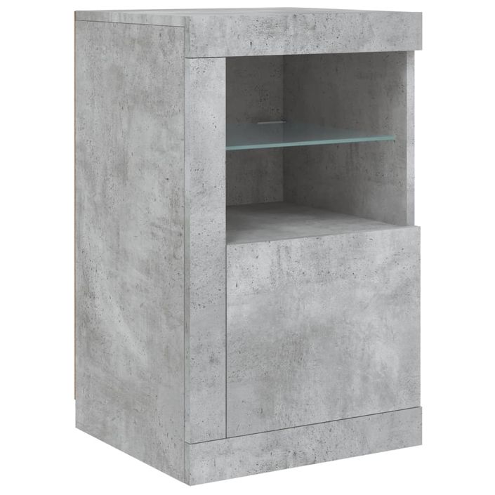 Buffet avec lumières LED gris béton 123x37x67 cm - Photo n°9