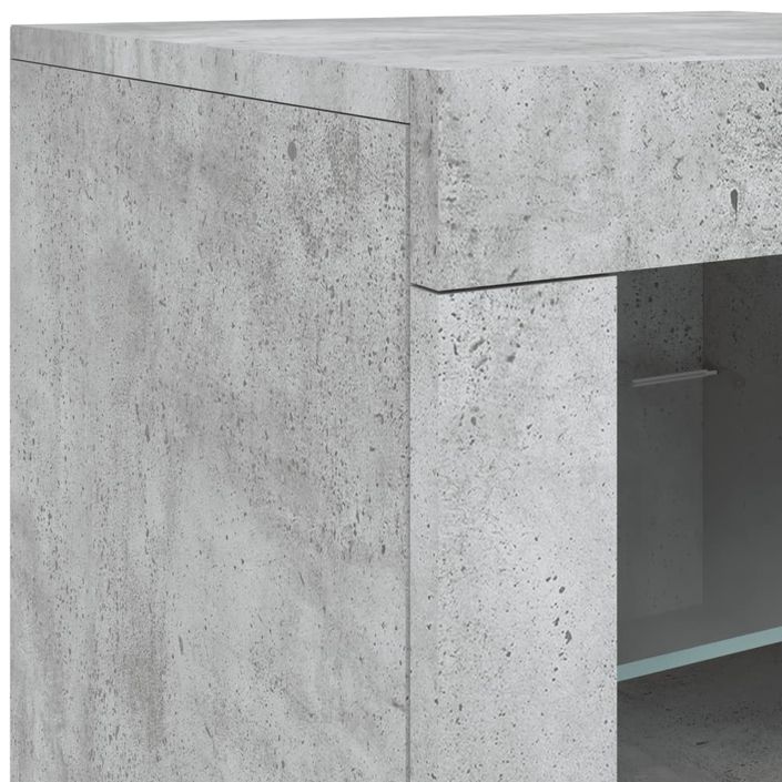 Buffet avec lumières LED gris béton 123x37x67 cm - Photo n°11