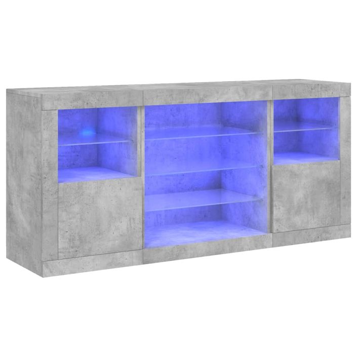 Buffet avec lumières LED gris béton 142,5x37x67 cm - Photo n°2