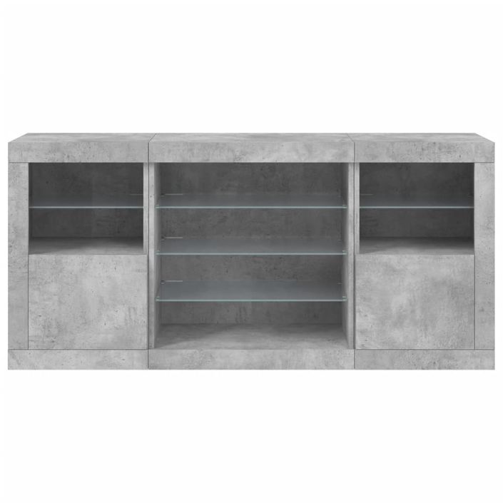 Buffet avec lumières LED gris béton 142,5x37x67 cm - Photo n°6