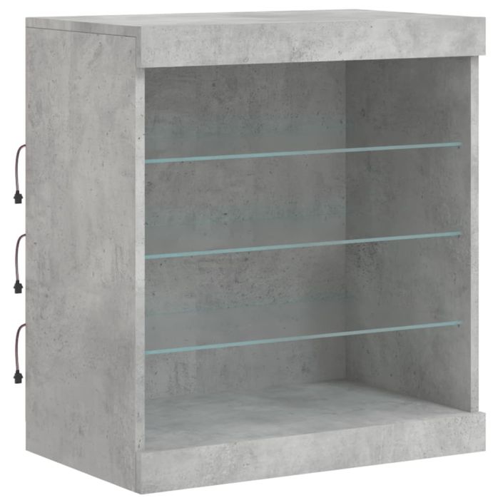 Buffet avec lumières LED gris béton 142,5x37x67 cm - Photo n°10