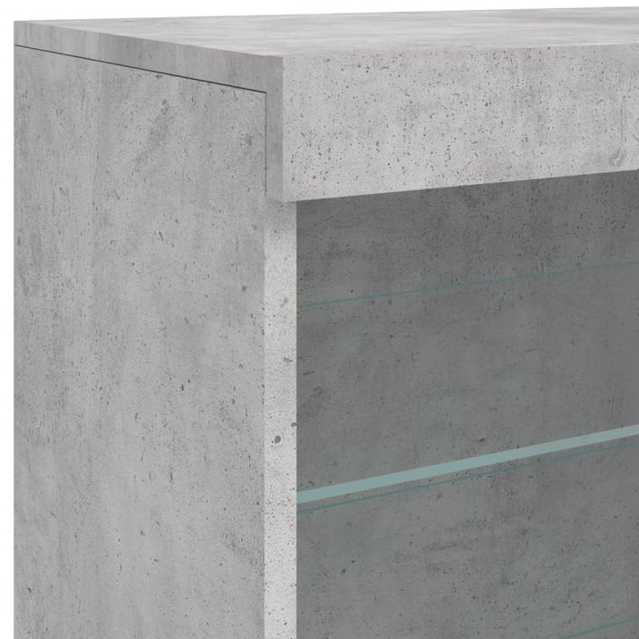 Buffet avec lumières LED gris béton 142,5x37x67 cm - Photo n°12